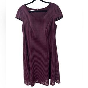 London Style Collection Purple Short Sleeve A-Line Skater Dress Circle Mini